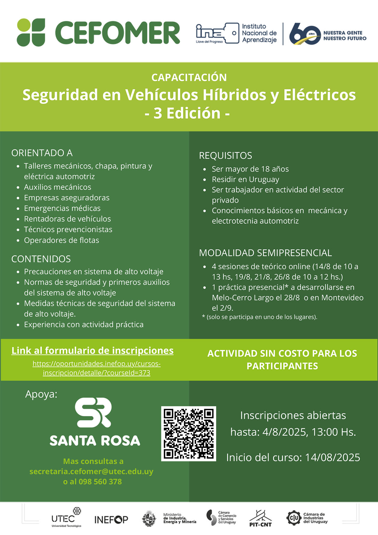 CEFOMER: Seguridad en Vehículos Híbridos y Eléctricos - 3 Edición del curso gratuito